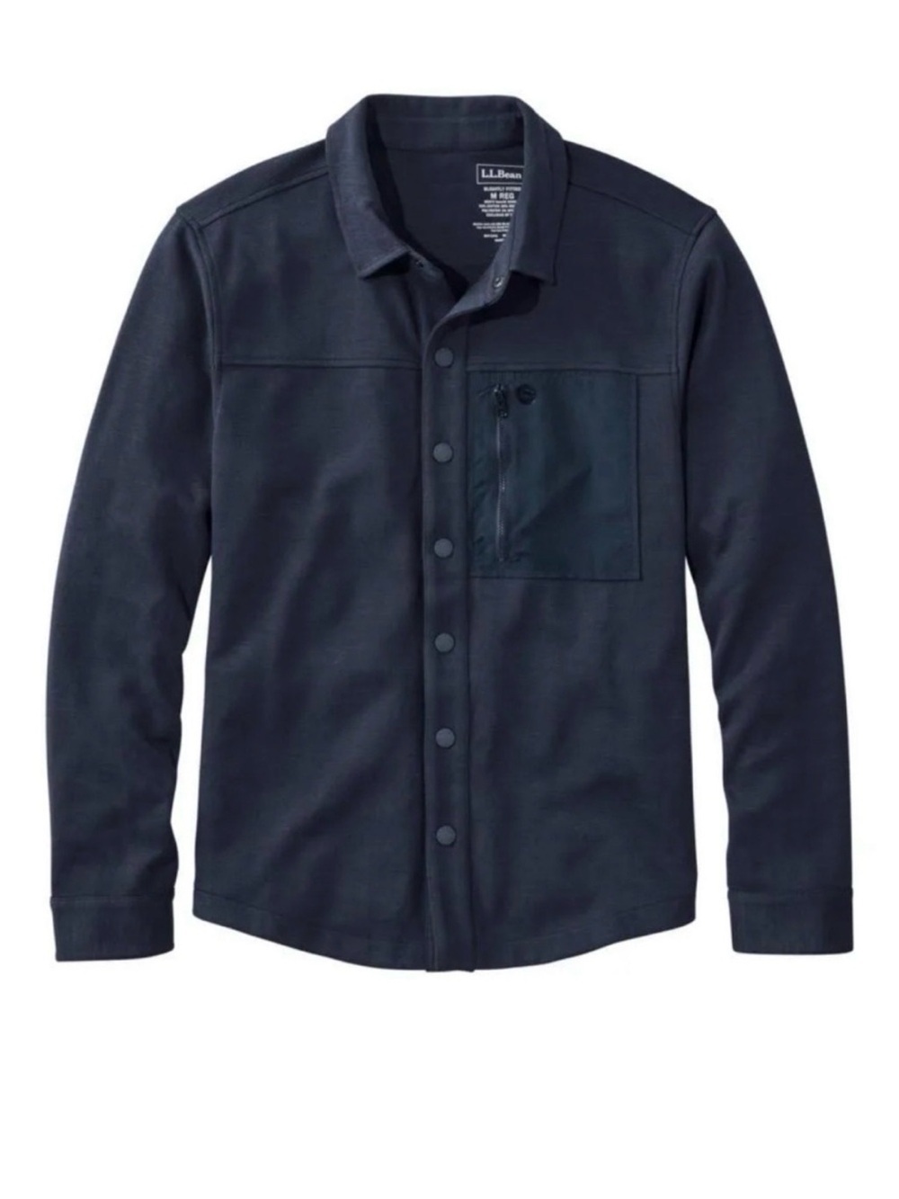 LL Bean  Mens Shirt Jacket large Navy Blue Explorer Snap Front Sweatshirt